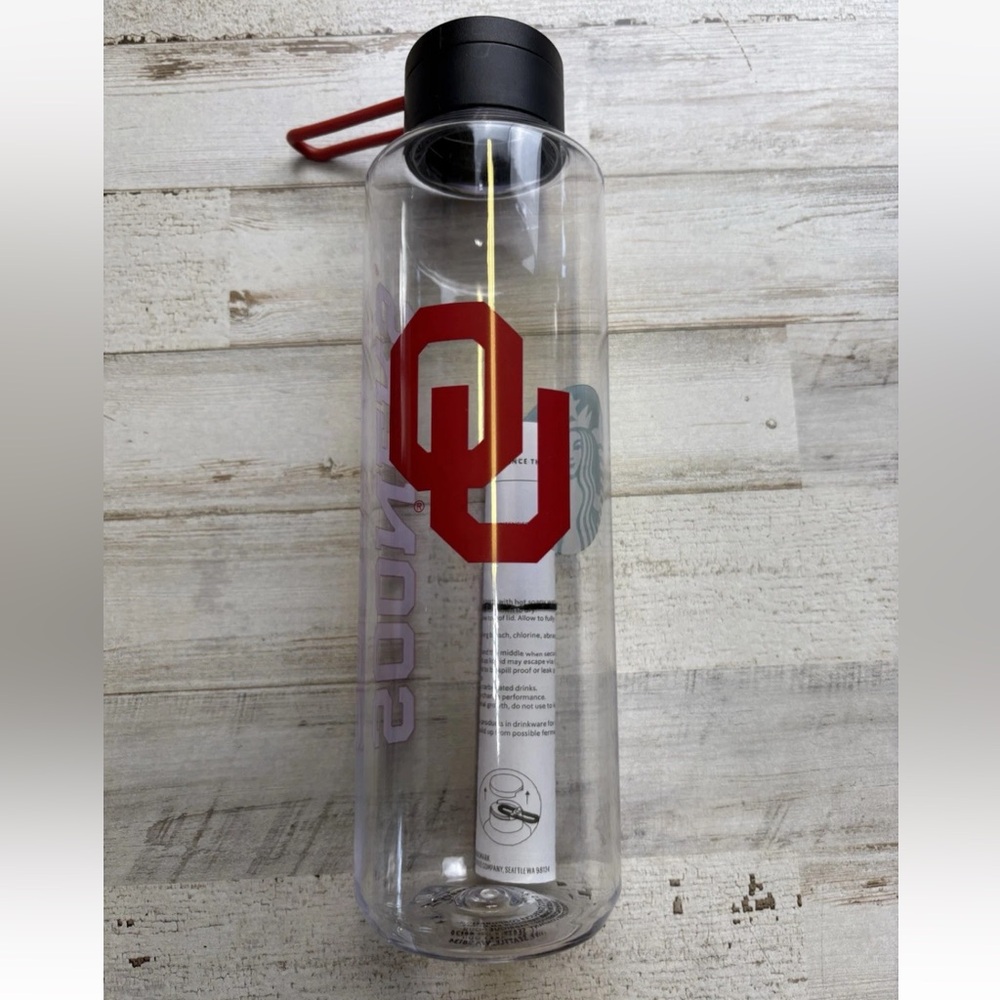 Ou ( Oklahoma University) Starbucks clear water bottle Limited edition